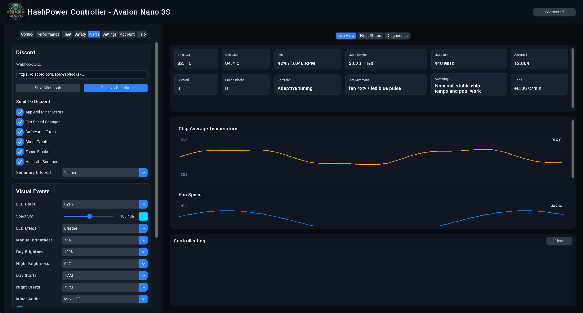 Alerts And LEDs screenshot
