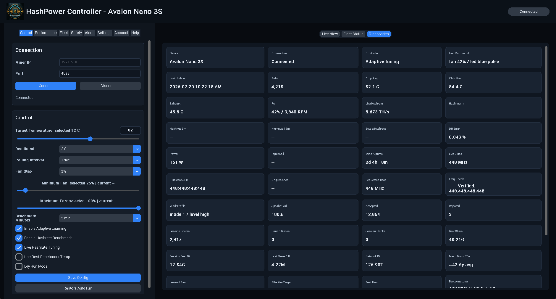 Diagnostics screenshot